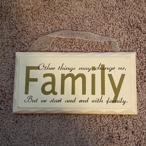 Family wooden sign hanging display decor home hold beige neutral Earth tone